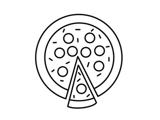 Pizza hut. Black line drawing. on white background for making a shop logo product brand.