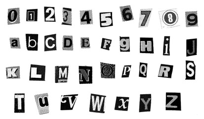 Retro Magazine Cutout Letters Black and White Pop Art Style