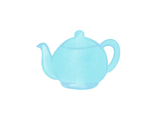The teapot is a blue glass for brewing beverages. on a white background.