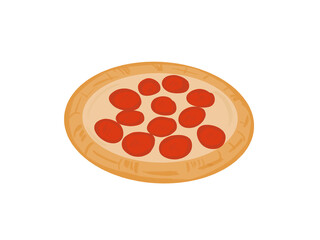 Thin crispy ham pizza can be eaten anytime for restaurant logo.on a white background.