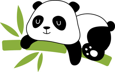 Panda Sleeping On Bamboo