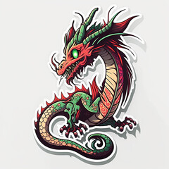 Dragon Illustration Sticker Generative AI
