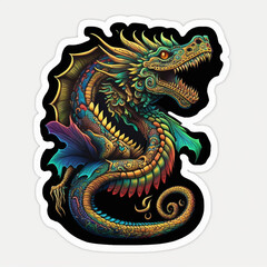 Fototapeta na wymiar Dragon Illustration Sticker Generative AI