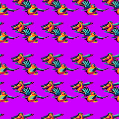Vector seamless popart fish pattern