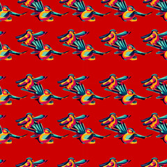 Fototapeta premium Vector seamless popart fish pattern
