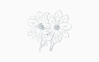 natural drawn simple flower outline illustration	
