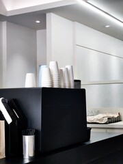 Modern style coffee shop corner.