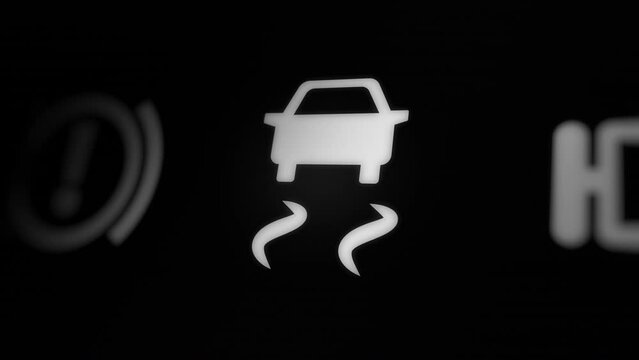 Traction Control System (TCS) Warning Light on Car Dashboard
