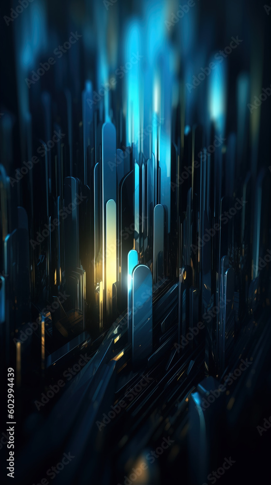 Poster blue metal rectangular array background,created with generative ai tecnology.