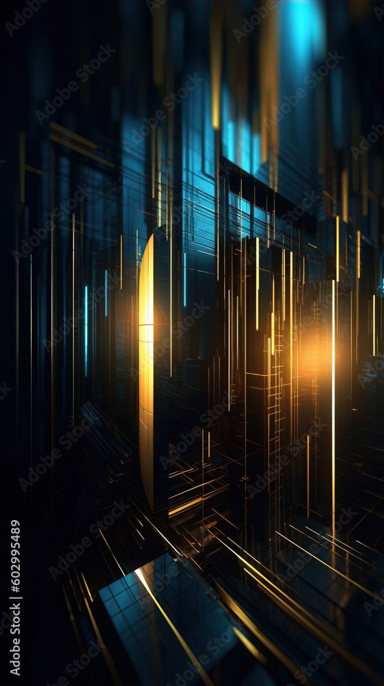 Poster blue metal rectangular array background,created with generative ai tecnology.