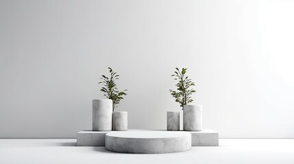 White marble podium for product presentation. generative ai 