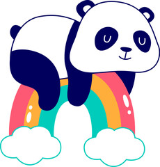 Panda Lying On Rainbow