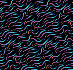 Seamless holographic neon color complex lines pattern design. vector illustration. fashion, interior, wrapping, wall arts, fabric, packaging, web, banner