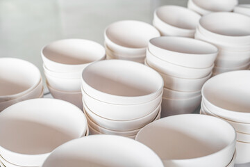 Ceramic bisques on an iron frame at a factory in Liling, China