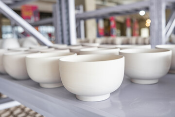Ceramic bisques on an iron frame at a factory in Liling, China