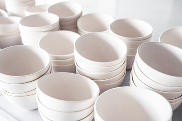 Ceramic bisques on an iron frame at a factory in Liling, China