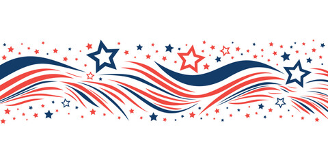 Patriotic banner red and blue stripes with stars. for American holiday. Vector illustration.