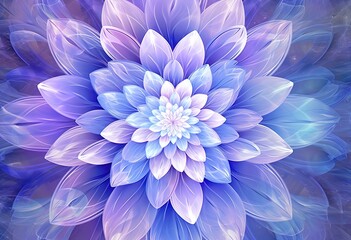 Blue and purple chakra like a cosmic dahlia, opening to the inner self with meditation and reflexion, beautiful background. Generative AI.