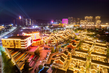 Fototapeta na wymiar Night view of characteristic town of colorful ceramics in Liling, China