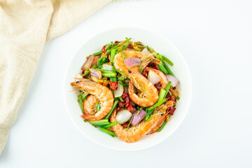 Chinese Cuisine One Plate Stir-fried Shrimp with Celery