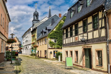 stollberg, deutschland - malerische strasse in der altstadt