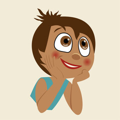 Boy with brown eyes in a flat style