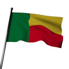 The flag of Benin, with its two horizontal stripes of yellow and green, features a red vertical stripe on the left side. 