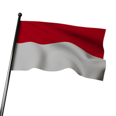 The Monaco flag gently waving against a neutral gray backdrop. 3D illustration showcasing a bold red field with a white-bordered crimson band