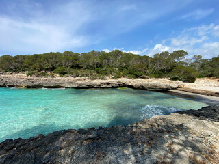 Fototapeta na wymiar Beach Burgit in Mondrago Nature Park, Mallorca, Santanyi, Spain