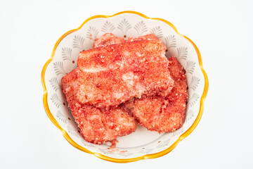 A plate of Hunan specialty red rice steamed meat