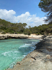 Fototapeta na wymiar Beach Burgit in Mondrago Nature Park, Mallorca, Santanyi, Spain