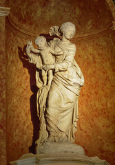 Virgin and Child known as Our Lady of Graces, by Antoine Coisevox  in 1700, historical heritage statue of Lyon, France