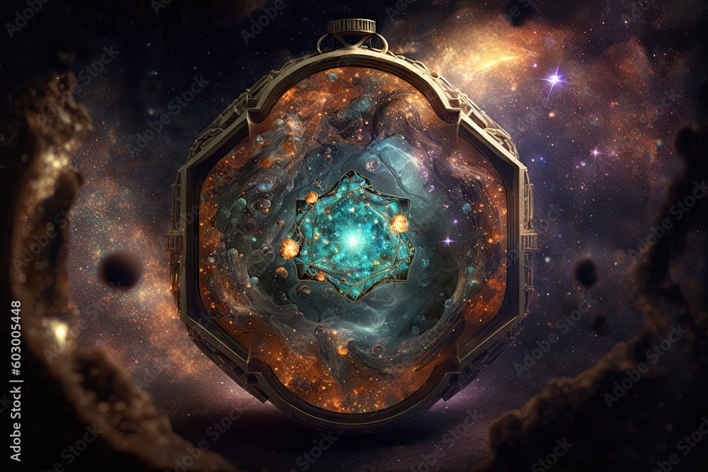 Poster unimaginable unknown complex universe made from carnival. generative ai aig15.