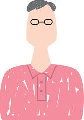 グレーヘアでメガネをかけた年配の男性の上半身イラスト