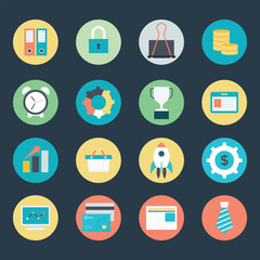Pack of Business Planning Flat Style Icons 

