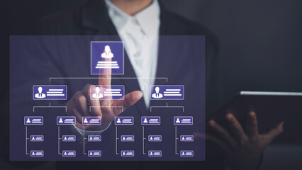 Business hierarchy  company structure concept. Business process plan and workflow automation...