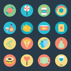 Set of Confectionery Food Flat Icons 

