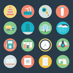 Set of Industrial Accessories Flat Icons 


