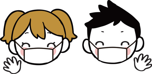 マスクをした笑顔の子供達