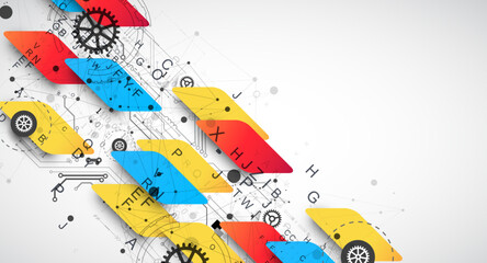 Abstract technology concept. Circuit board, high computer color background.