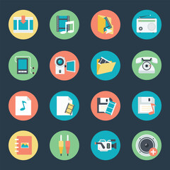 Collection of Media Flat Icons  

