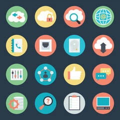 Cloud Technology and Networking Flat Icons 

