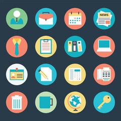 Pack of Office Supplies Flat Icons 

