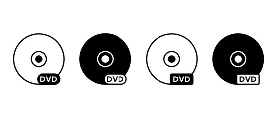 DVD disc vector icon set. Compact disc symbol used for web, mobile, ui