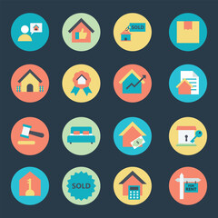Pack of Property and Auction Flat Icons 
