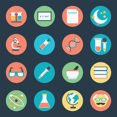 Set of Science Courses Flat Icons 

