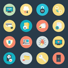Pack of Threat Protection Flat Style Icons 

