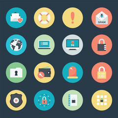 Internet Security Icons Set in Flat Style 

