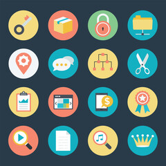 Set of SEO Services Flat Icons 

