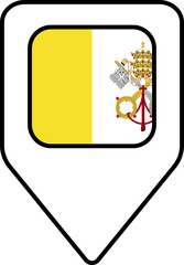 Vatican City flag map pin navigation icon, square design.
